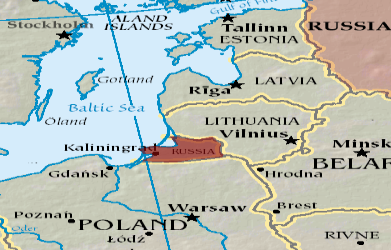 geografska mapa kalinjingradske oblasti i okolnih zemalja na baltickom moru