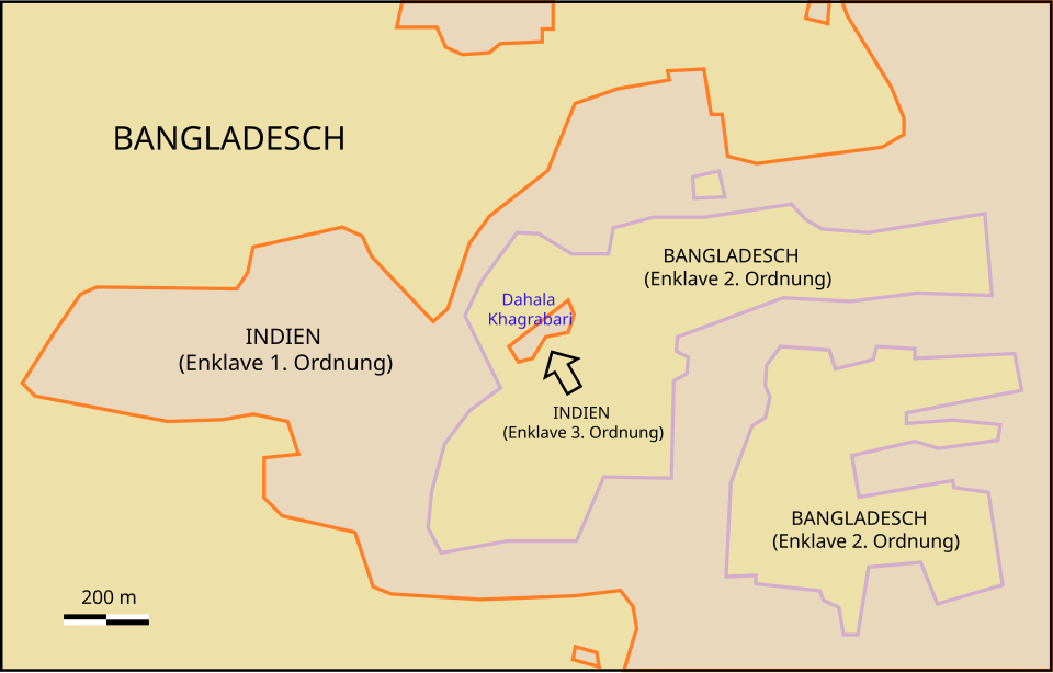 mapa dahala khagrabari jedine enklave treceg reda na svijetu izmedju indije i bangladesa
